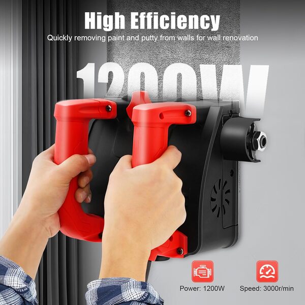 1200W Raboteuse électrique Ponceuse à béton Contient 26 lames Fraiseuse à cylindres Ponceuse murale Fraise à crépi 3000 t/min