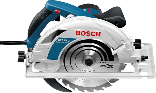 Bosch Professional scie circulaire GKS 85 G (avec 1 lame de scie circulaire Optiline Wood 235 x 30/25 x 2,8 mm, 24 dents, clé 6 pans de 5 mm, adaptateur d’aspiration, calage L-BOXX, L-BOXX 374N)