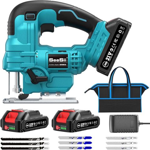 Scie Sauteuse Sans Fil Compatible Dewalt 18V/20V - 400W, 2900 Tr/min, 6 Lames, Coupe Biseautée ±45° Scie Sauteuse 18V 20V