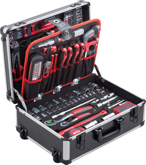 Meister Valise à outils 156 pièces, 8971440 & BLACK+DECKER A7200-XJ Coffret de perçage et vissage-109 pièces