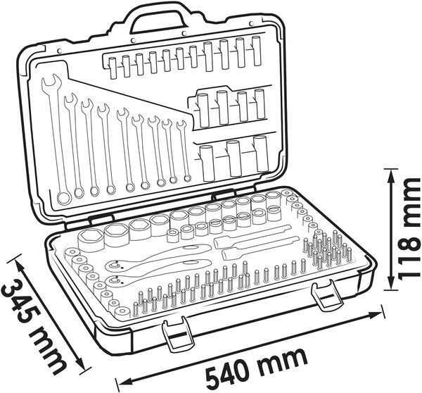 ViGOR Jeu de clés à douilles V3277N I Jeu de 212 pièces I avec cliquets réversibles, rallonges, divers embouts et clés à douilles I Jeu complet pour commande manuelle'.