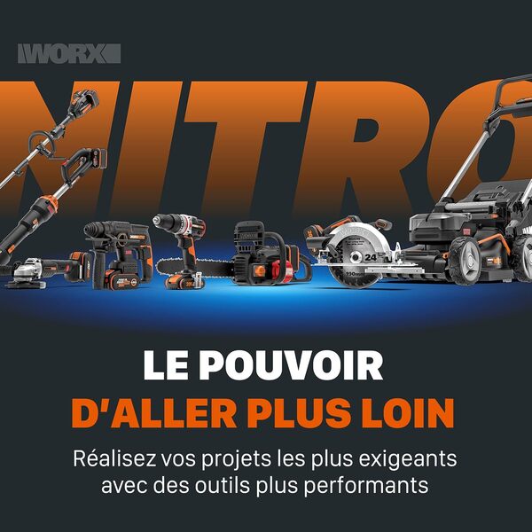 WORX Scie circulaire sans fil Brushless 20V WX531, lame 120 mm, coupe max 46 mm, idéale parquet, bois, métal, carrelage et plastique, 1 batterie 2Ah, chargeur rapide, 3 lames bois métal diamant