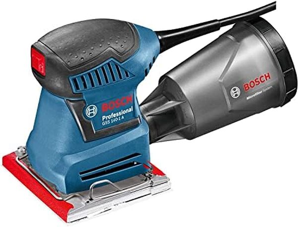 Bosch Professional V System ponceuse vibrante sans-fil GSS 140-1 A (avec boîtier collecteur à microfiltre, 2 feuilles abrasives, 1 plateau de ponçage, gabarit de perforation)