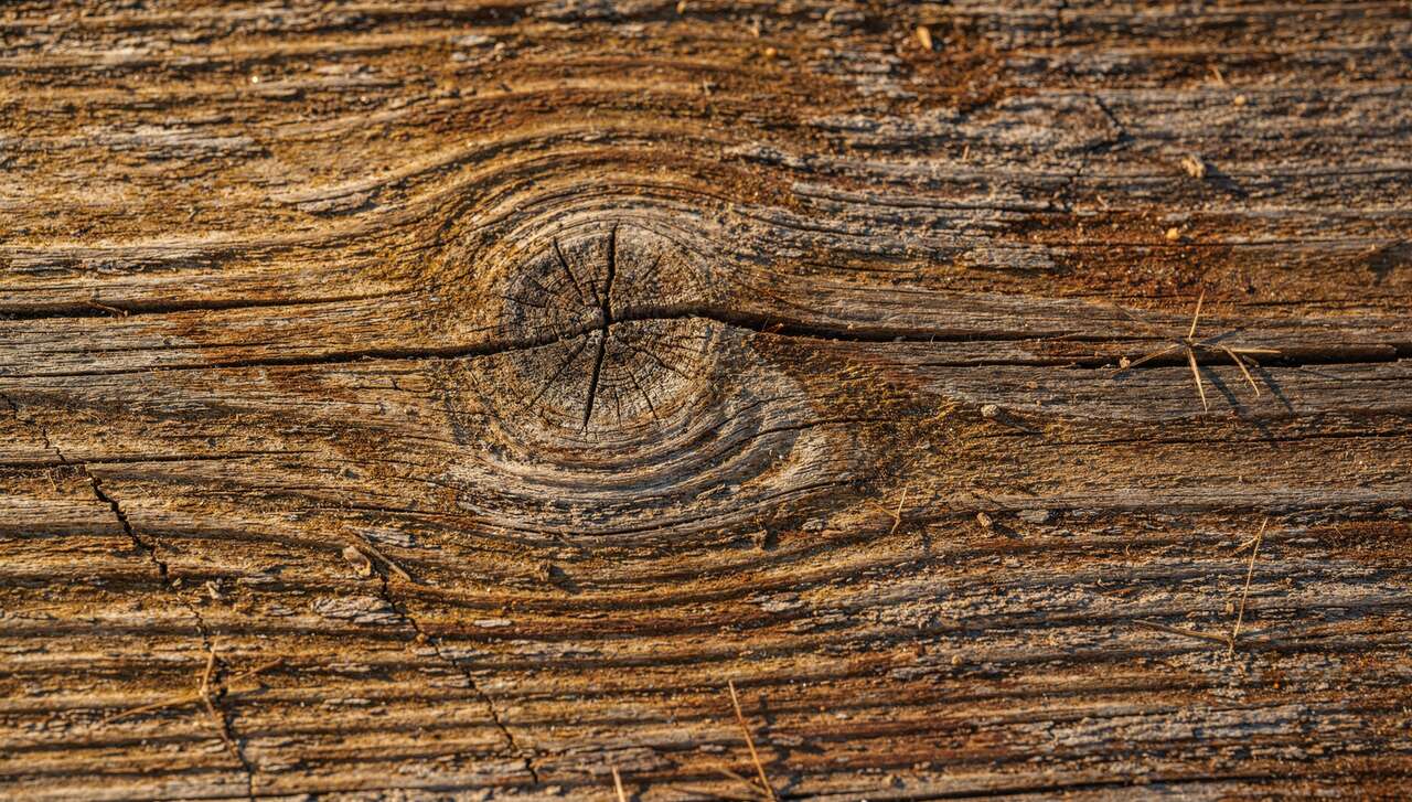 Caractéristiques naturelles du bois : noeuds, fentes, grisonnement