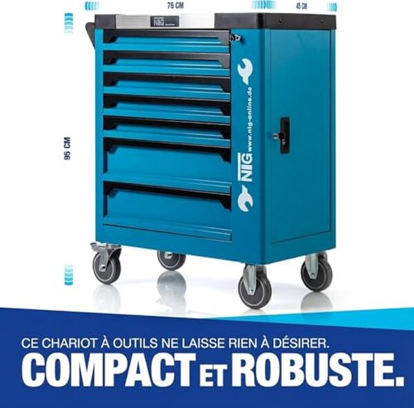 Découvrez notre test détaillé du chariot à outils NTG avec 252 pièces et 7 tiroirs verrouillables. Comparaison, avantages et conseils d'utilisation pour professionnels et bricoleurs. 