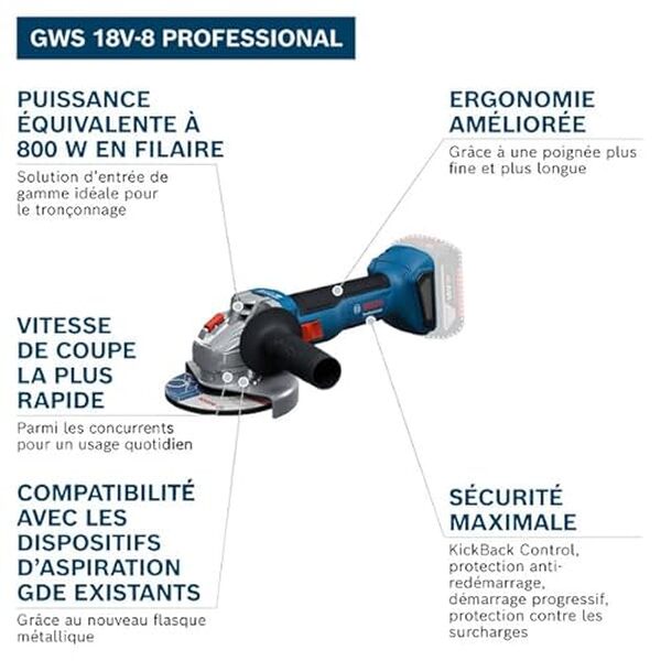 Découvrez notre test complet de la meuleuse angulaire sans-fil Bosch GWS 18V-8 125 mm : caractéristiques, performances, avantages et inconvénients pour bien choisir. 