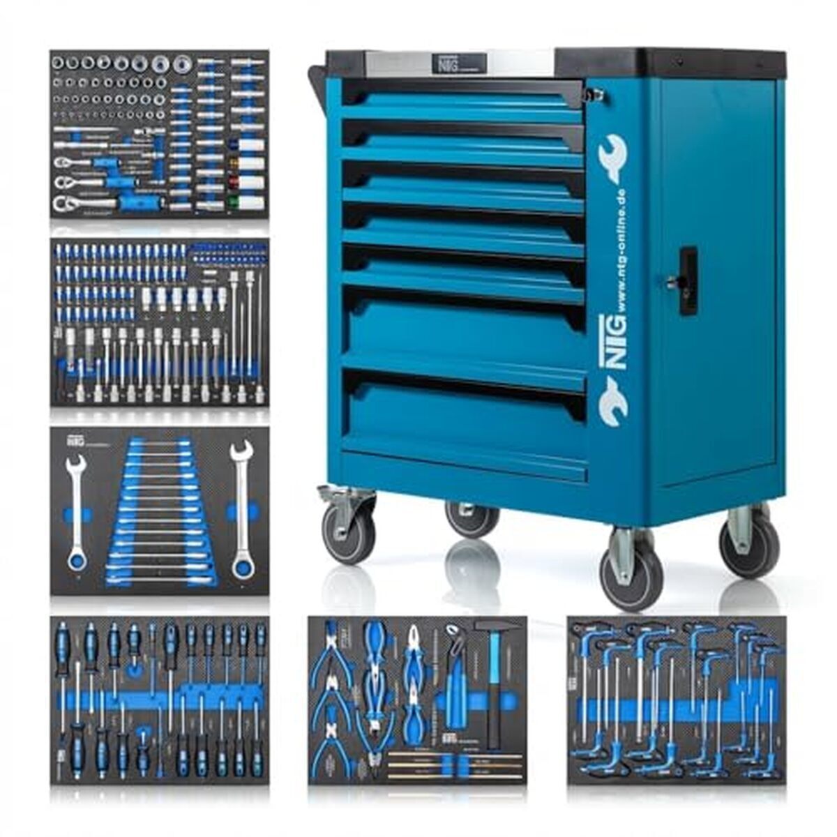 Test du chariot à outils NTG : 252 pièces, 7 tiroirs remplis et verrouillables